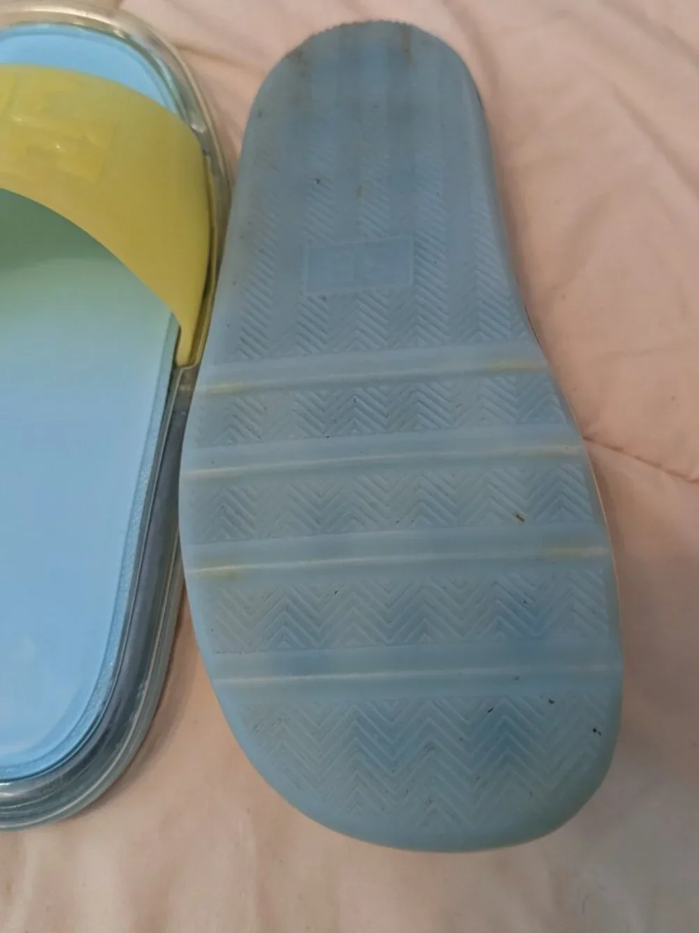 Tory Burch Blue Yellow Jelly Slide Sandals Size 8